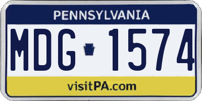 PA license plate MDG1574