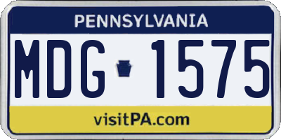 PA license plate MDG1575