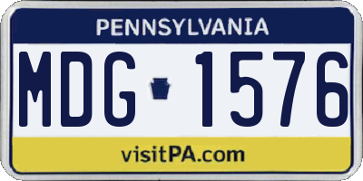 PA license plate MDG1576