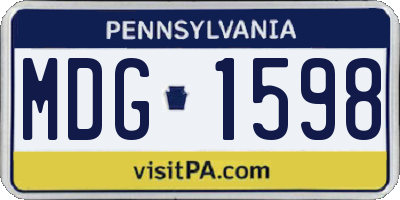 PA license plate MDG1598