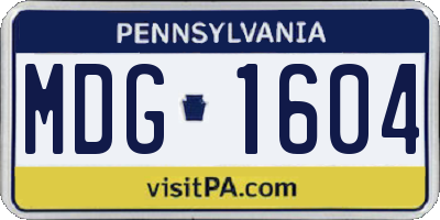 PA license plate MDG1604