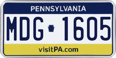 PA license plate MDG1605