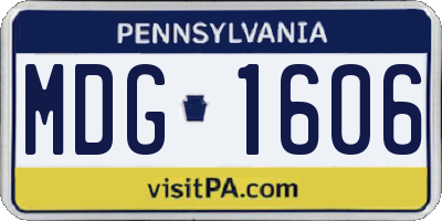 PA license plate MDG1606