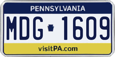 PA license plate MDG1609