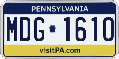 PA license plate MDG1610