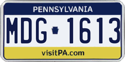 PA license plate MDG1613