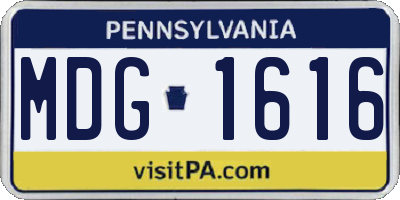 PA license plate MDG1616