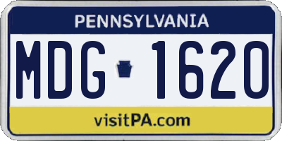 PA license plate MDG1620