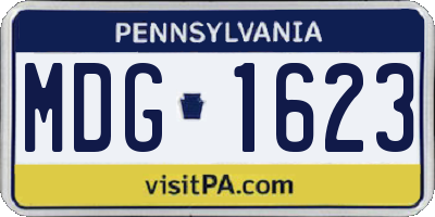 PA license plate MDG1623