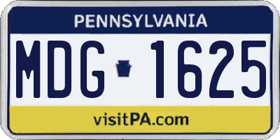 PA license plate MDG1625
