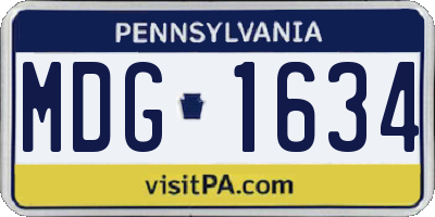PA license plate MDG1634