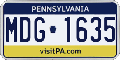 PA license plate MDG1635