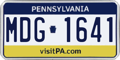 PA license plate MDG1641