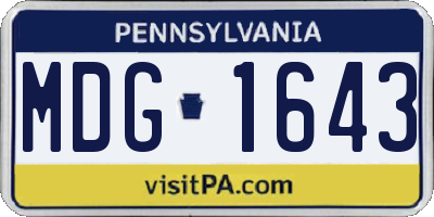 PA license plate MDG1643