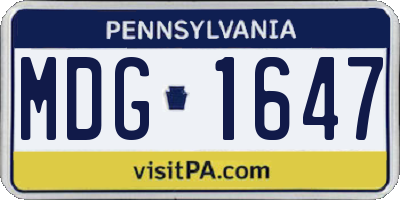 PA license plate MDG1647