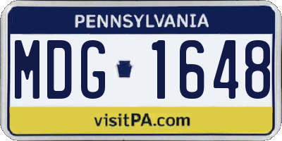 PA license plate MDG1648