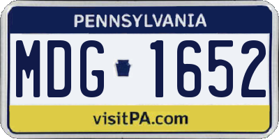 PA license plate MDG1652