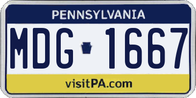 PA license plate MDG1667