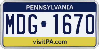 PA license plate MDG1670