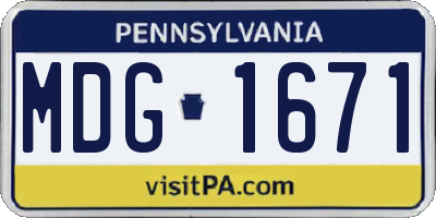 PA license plate MDG1671