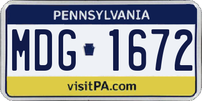 PA license plate MDG1672