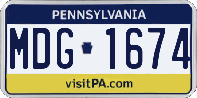 PA license plate MDG1674
