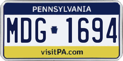 PA license plate MDG1694