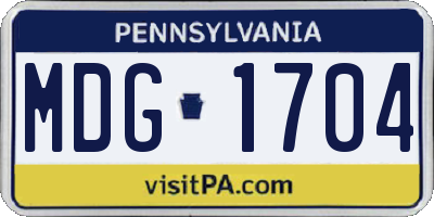 PA license plate MDG1704