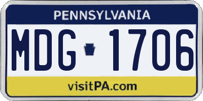 PA license plate MDG1706