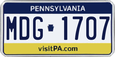 PA license plate MDG1707
