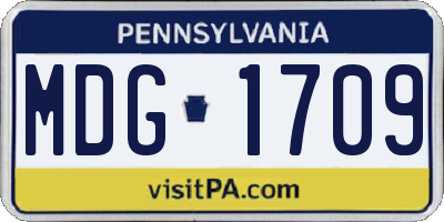 PA license plate MDG1709