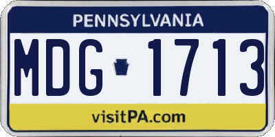 PA license plate MDG1713