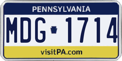 PA license plate MDG1714