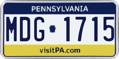 PA license plate MDG1715