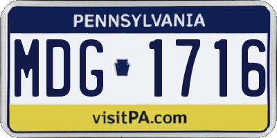 PA license plate MDG1716