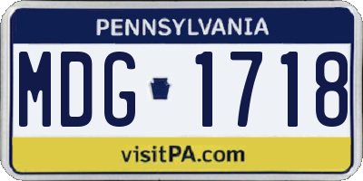 PA license plate MDG1718