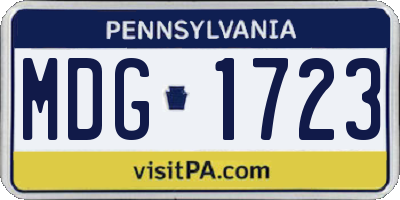 PA license plate MDG1723