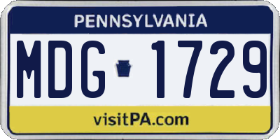 PA license plate MDG1729