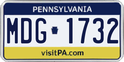 PA license plate MDG1732