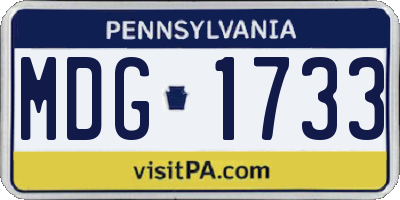 PA license plate MDG1733