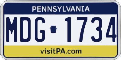 PA license plate MDG1734