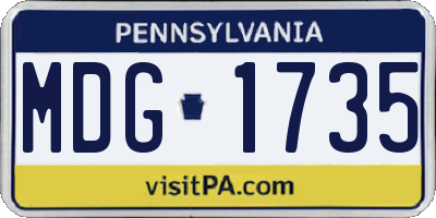 PA license plate MDG1735