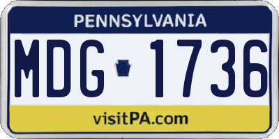 PA license plate MDG1736