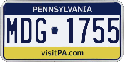PA license plate MDG1755
