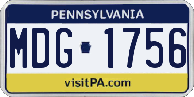 PA license plate MDG1756