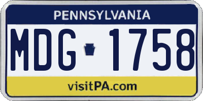 PA license plate MDG1758