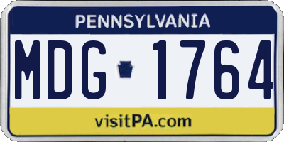 PA license plate MDG1764