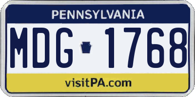 PA license plate MDG1768