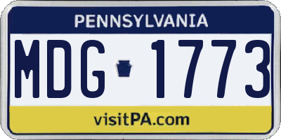 PA license plate MDG1773