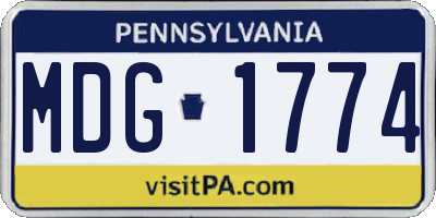 PA license plate MDG1774